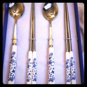 Elegant Chopstick and Spoon Set NWOT
